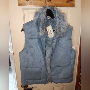 Blue Faux Fur Vest